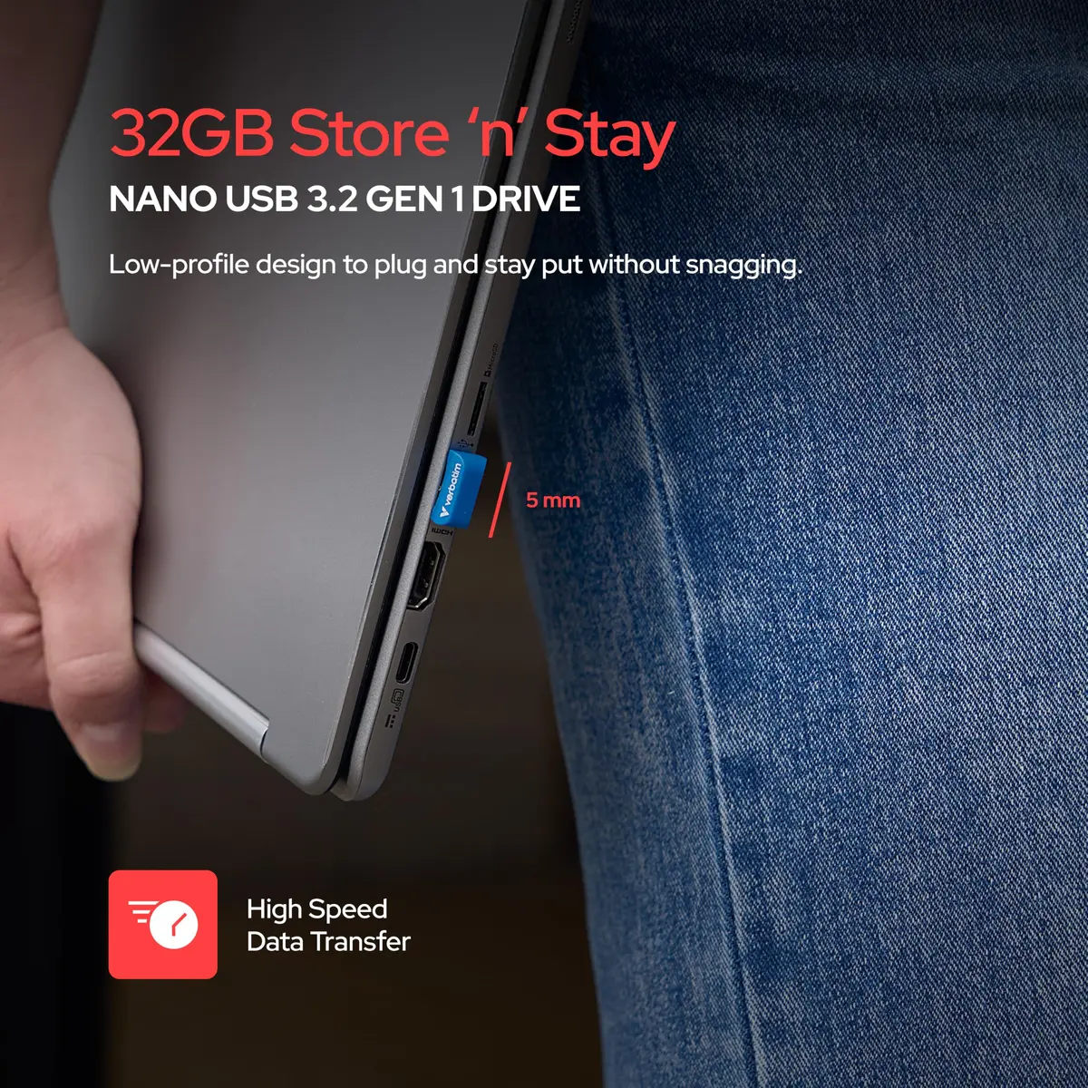 Verbatim 32GB USB Drive Store 'n' Stay Nano USB 3.2 Gen 1 Flash Drive | Compact, Reliable, Fast File Sharing - view 2