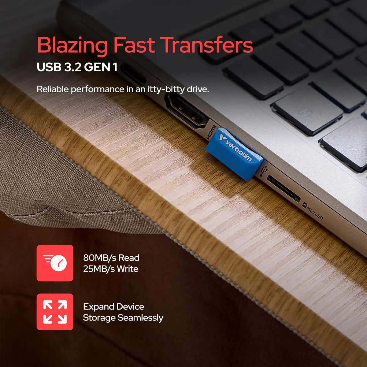 Verbatim 32GB USB Drive Store 'n' Stay Nano USB 3.2 Gen 1 Flash Drive | Compact, Reliable, Fast File Sharing - view 4