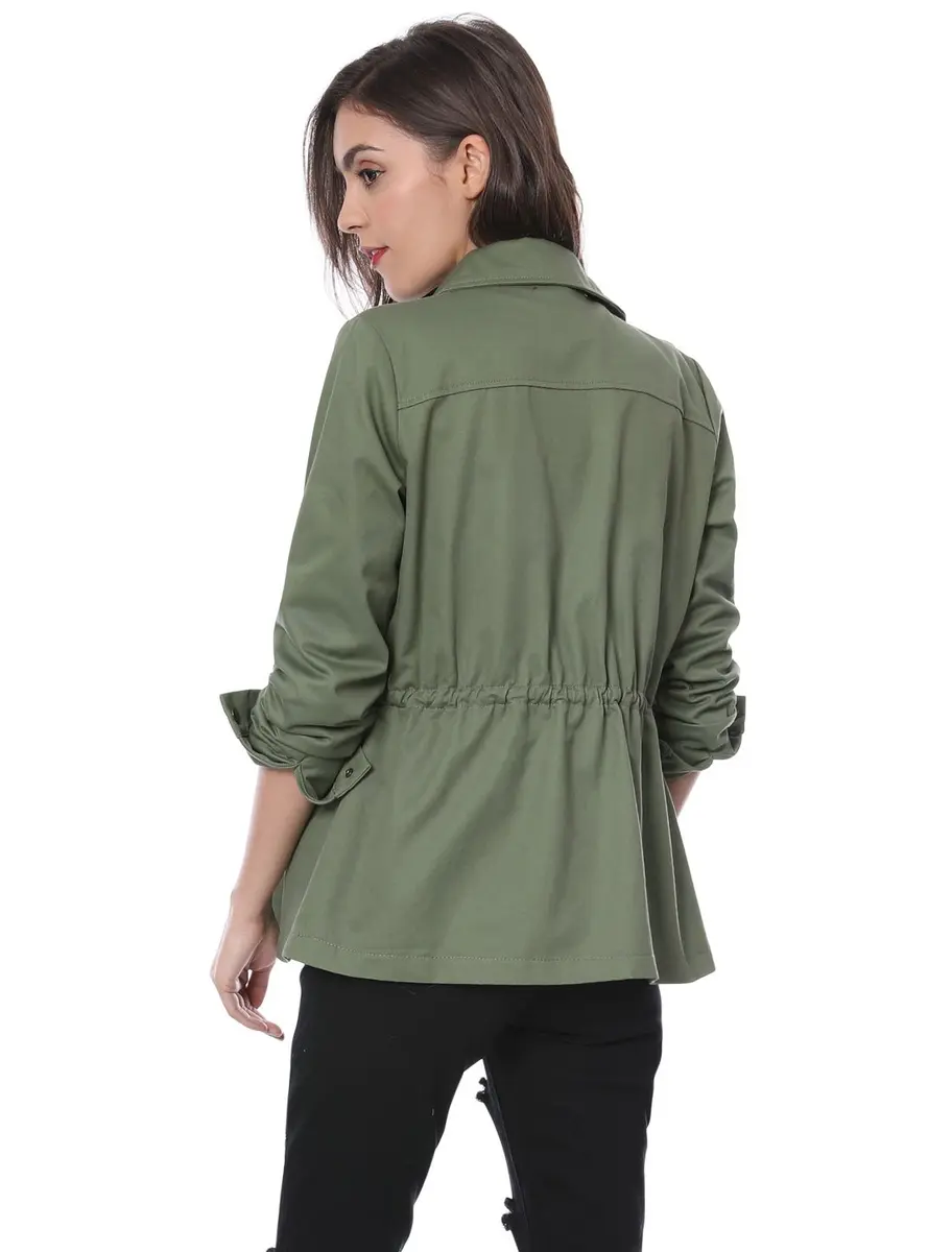 Allegra K Women's Utility Jacket XS | Casual Cotton Zip Up with Pockets - view 6