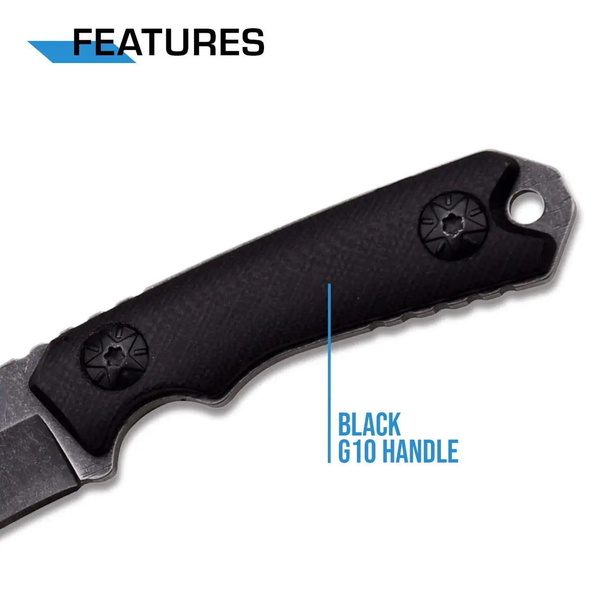 MTECH USA MT-20-30BK Fixed Blade Neck Knife | Drop Point Blade, Black G10 Handle, 4-3/4" Overall - view 4