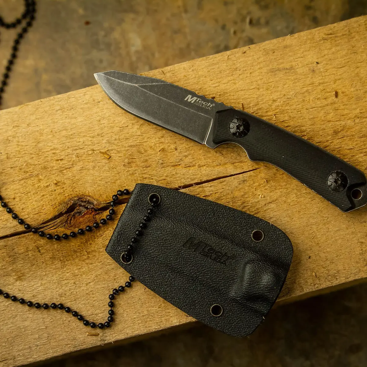 MTECH USA MT-20-30BK Fixed Blade Neck Knife | Drop Point Blade, Black G10 Handle, 4-3/4" Overall - view 6