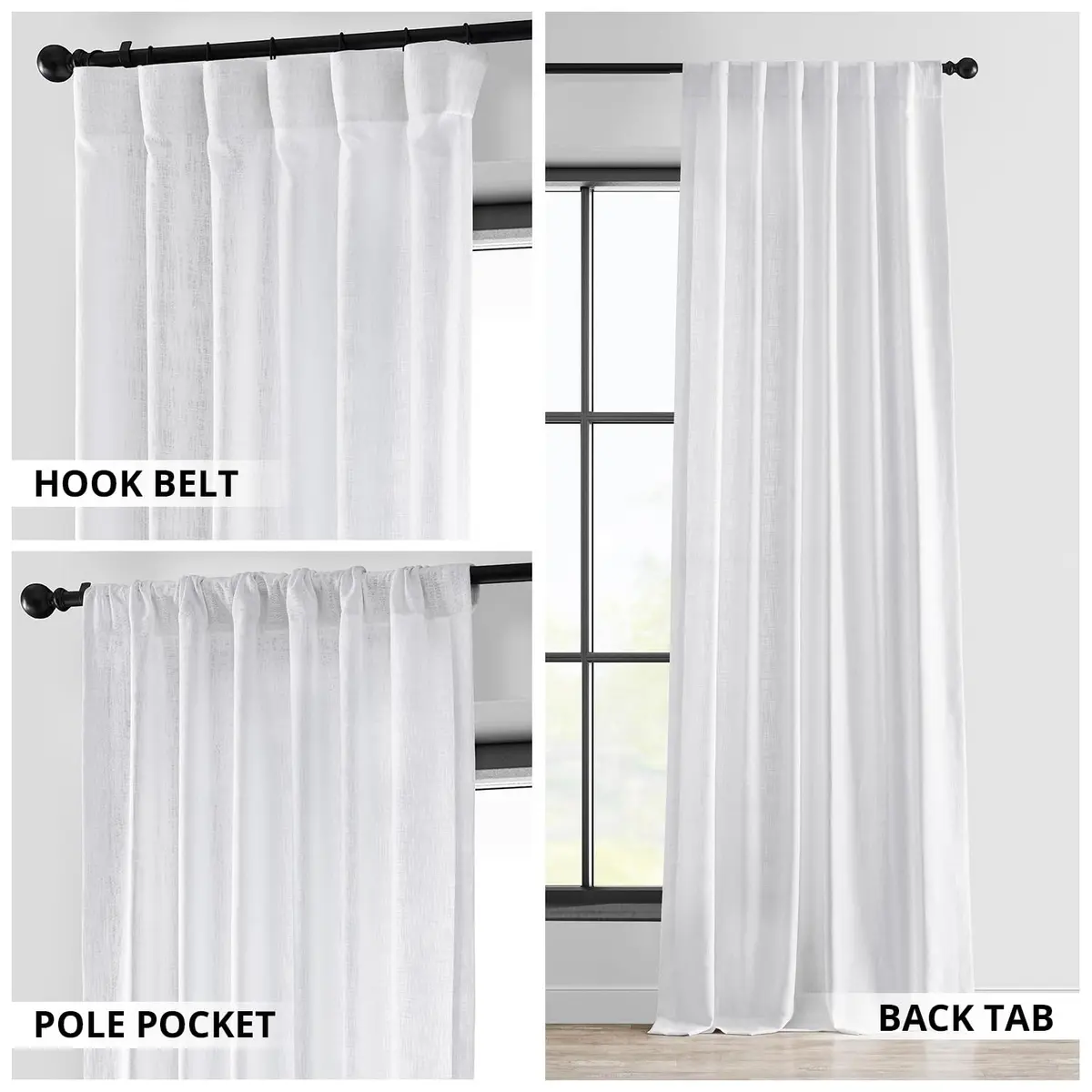 HPD Half Price Drapes Heavy Faux Linen Light Filtering Curtains for Bedroom 50x84 inches | Versatile Rod Pocket & Back Tab - view 6