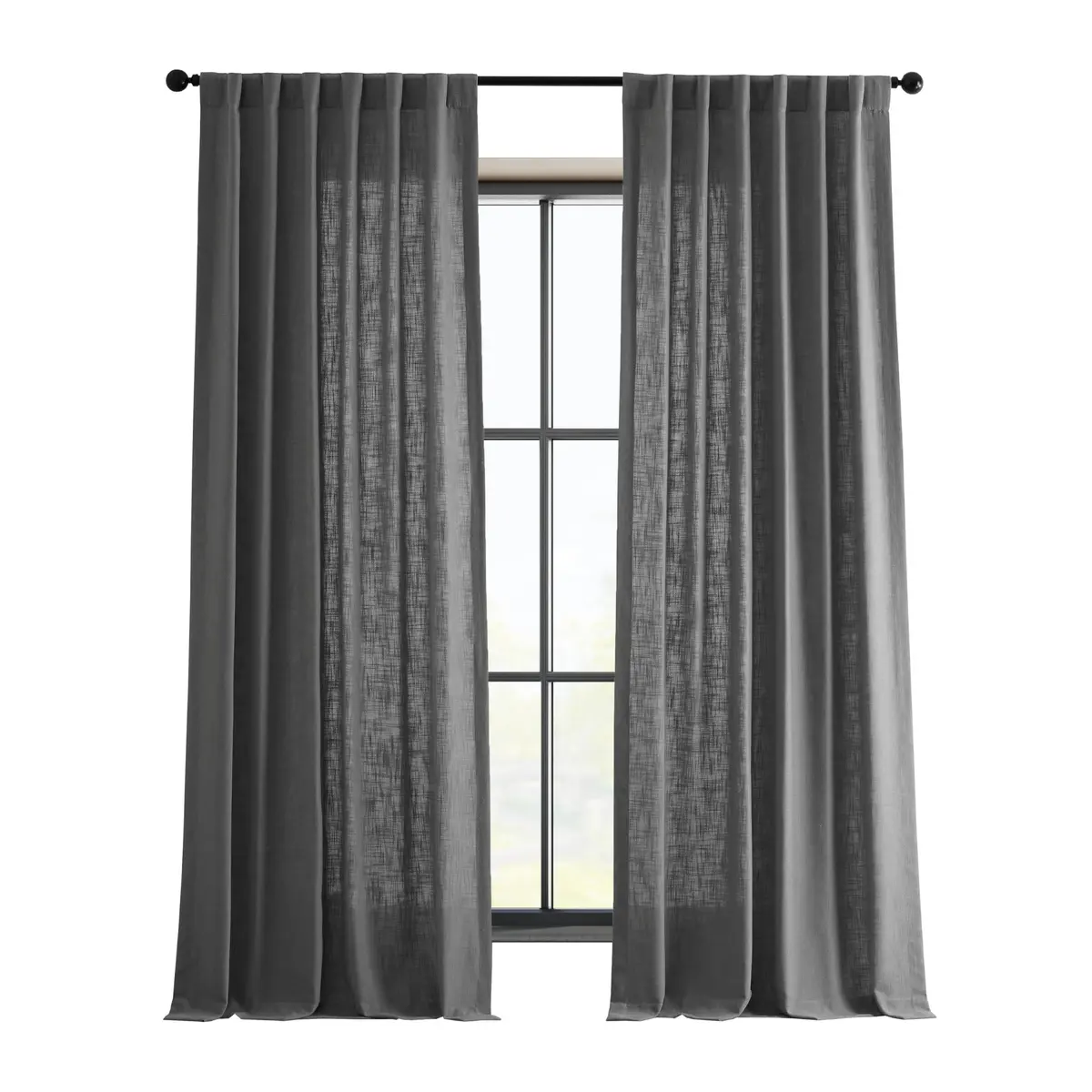 HPD Half Price Drapes Heavy Faux Linen Light Filtering Curtains for Bedroom 50x120 inches | Rod Pocket, Back Tab & Hook Belt (120 inches long, Pewter Grey) - main product image