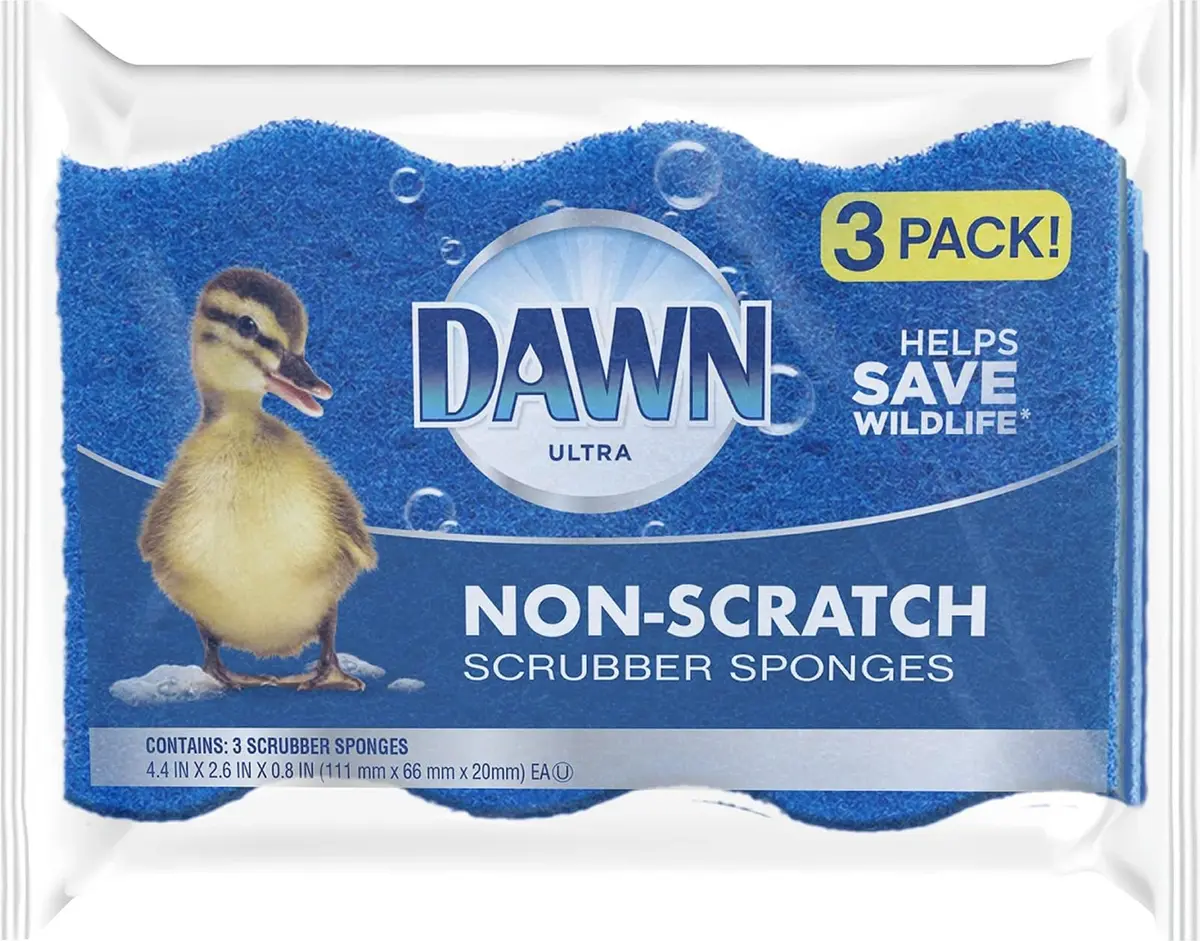 Dawn Non-Scratch Kitchen Dish Sponges, Blue (Pack of 3) | Non-Scratch & Durable for Household Cleaning - main product image