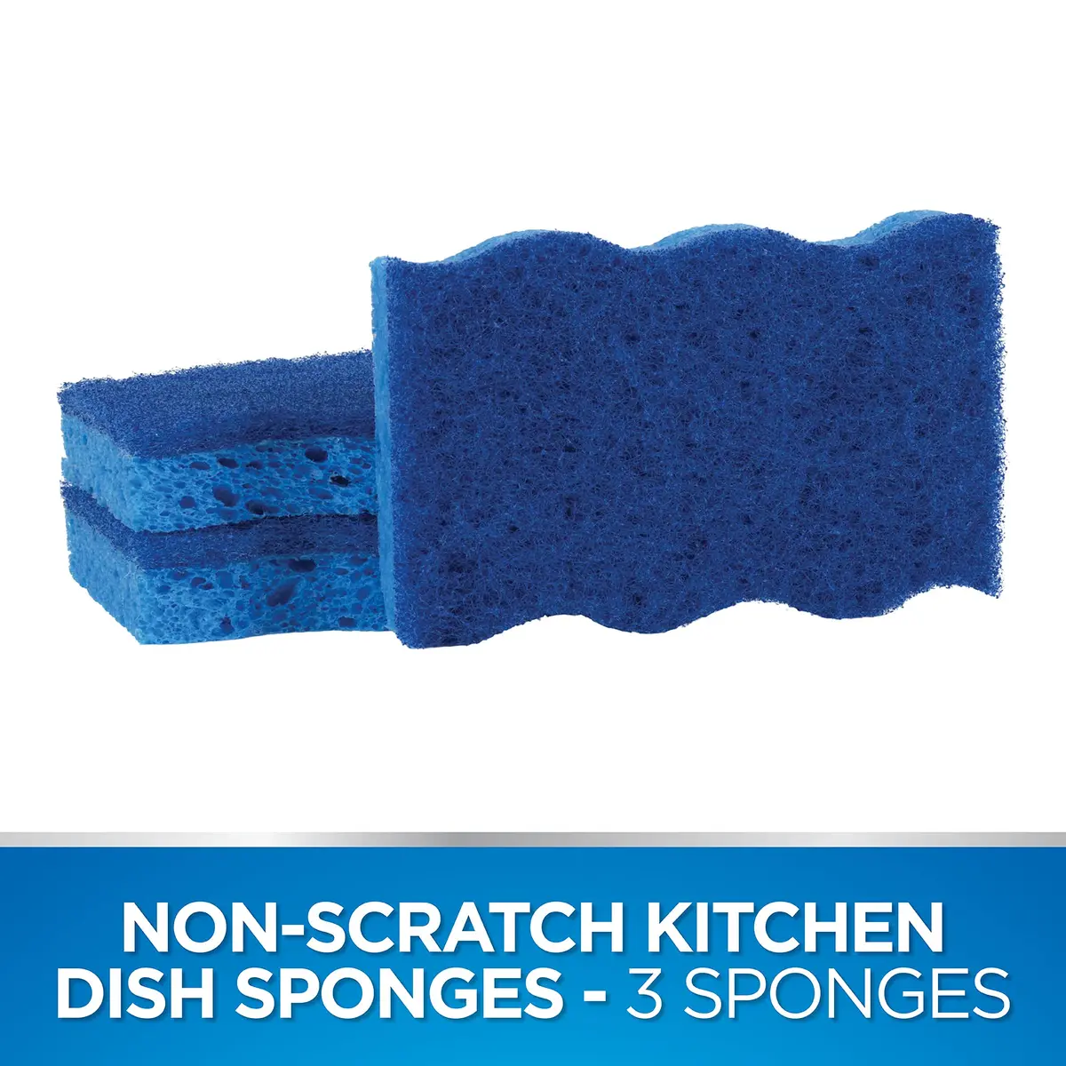 Dawn Non-Scratch Kitchen Dish Sponges, Blue (Pack of 3) | Non-Scratch & Durable for Household Cleaning - view 2