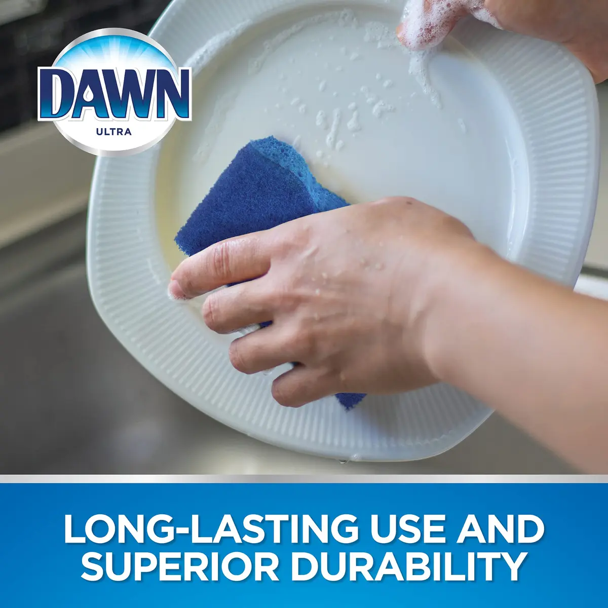 Dawn Non-Scratch Kitchen Dish Sponges, Blue (Pack of 3) | Non-Scratch & Durable for Household Cleaning - view 3