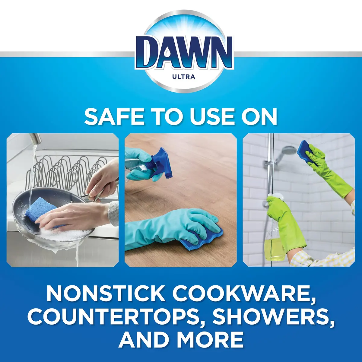 Dawn Non-Scratch Kitchen Dish Sponges, Blue (Pack of 3) | Non-Scratch & Durable for Household Cleaning - view 4