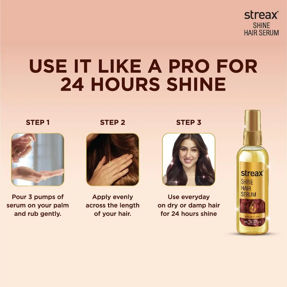 Streax Hair Serum with Walnut Oil 115 ml (3.89 fl oz) | Shine & Smoothness - view 4