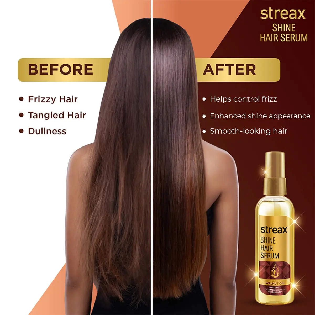 Streax Hair Serum with Walnut Oil 115 ml (3.89 fl oz) | Shine & Smoothness - view 6
