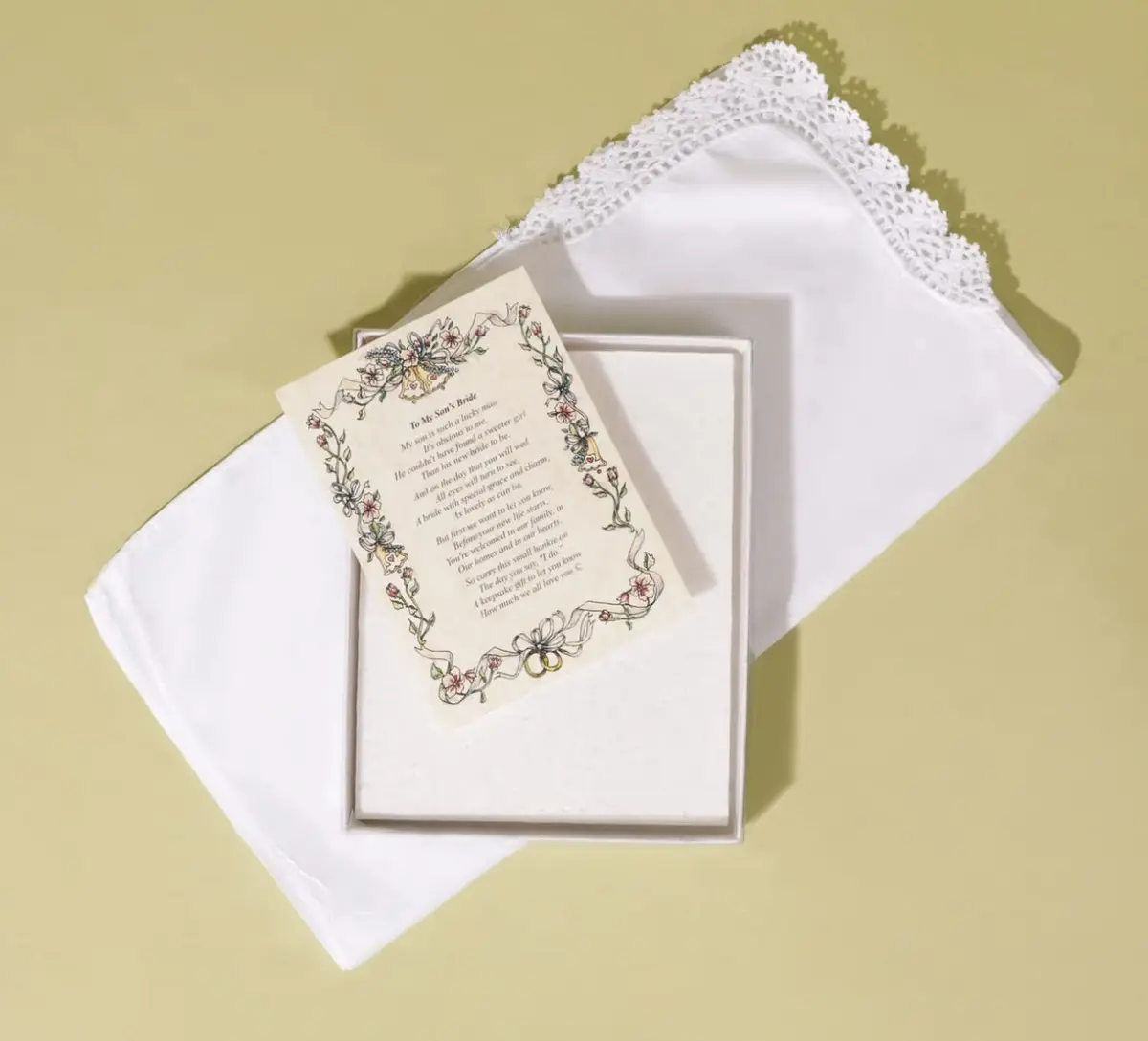 Wedding Collectibles Wedding Handkerchief Poetry Hankie Lucky Penny Blue | Elegant Bridal Keepsake (70-120 chars) - view 3
