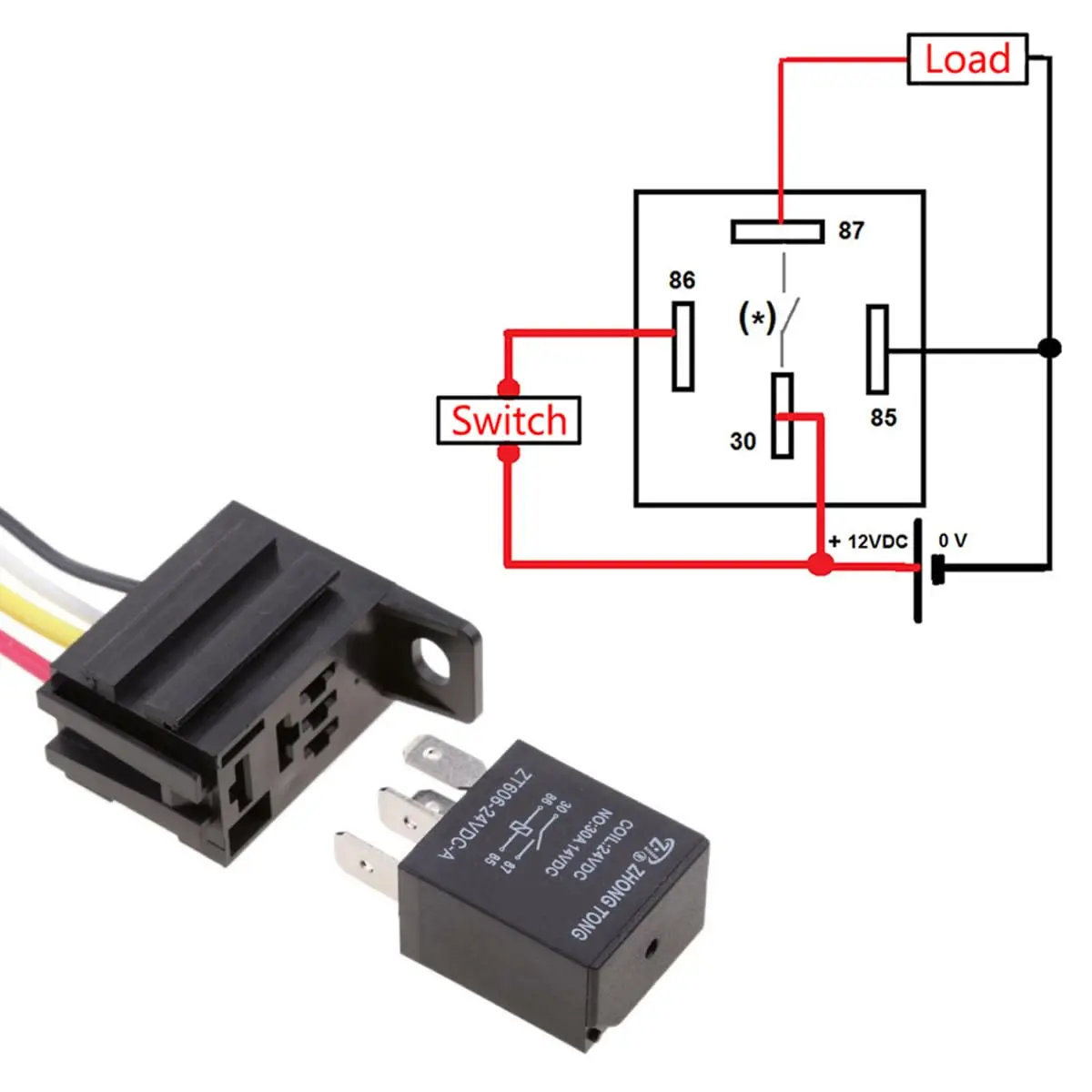 ESUPPORT Car Heavy Duty Relay Switch 12V 30A SPST 4Pin | Impactful, Durable & Impact Molded Socket - view 3