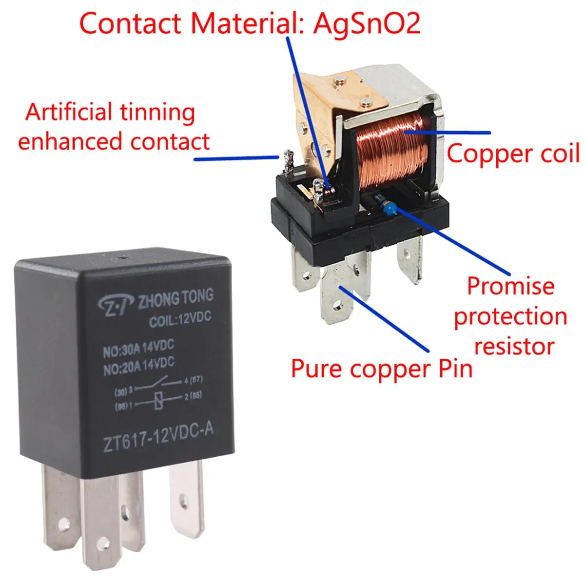 ESUPPORT Car Heavy Duty Relay Switch 12V 30A SPST 4Pin | Impactful, Durable & Impact Molded Socket - view 4