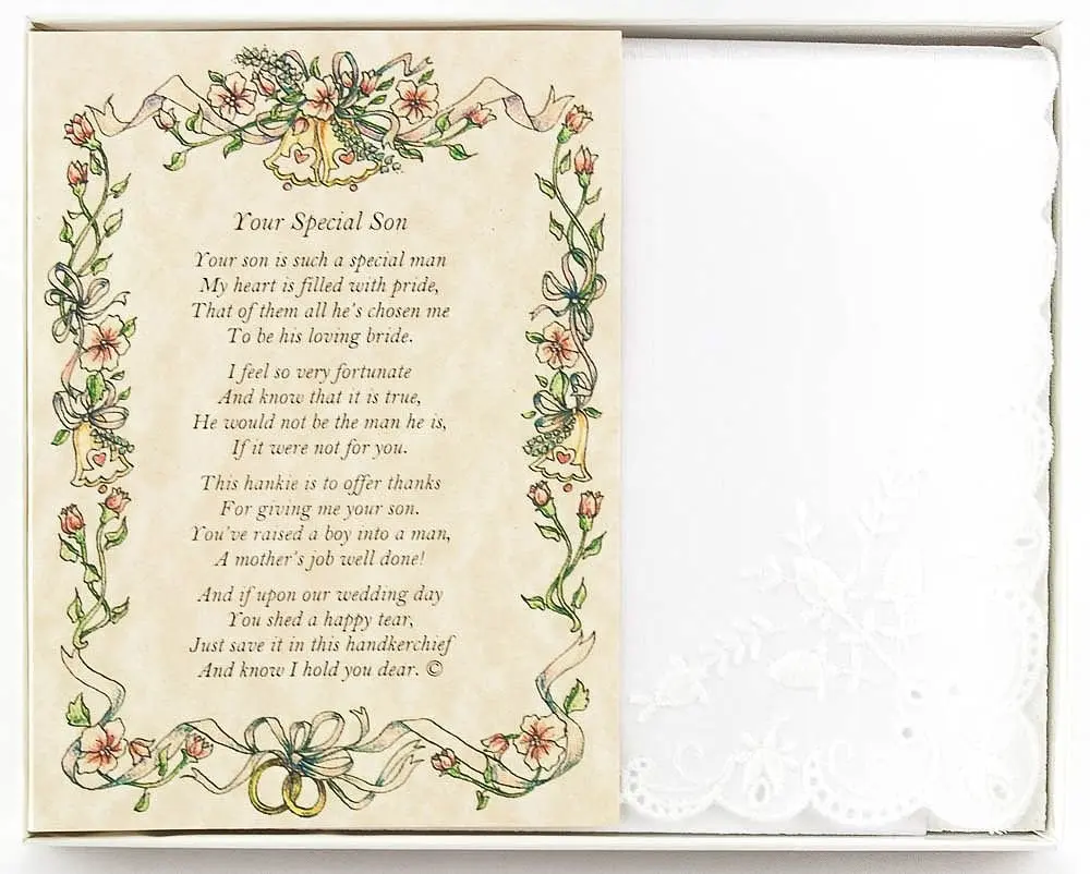 Wedding Collectibles Wedding Handkerchief for Mother in Law | Elegant Poem Keepsake (70-120 chars) - main product image