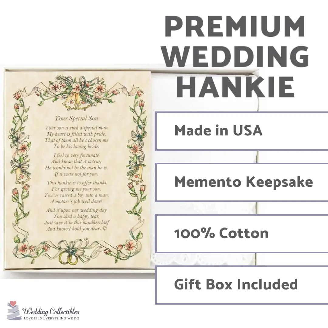 Wedding Collectibles Wedding Handkerchief for Mother in Law | Elegant Poem Keepsake (70-120 chars) - view 2