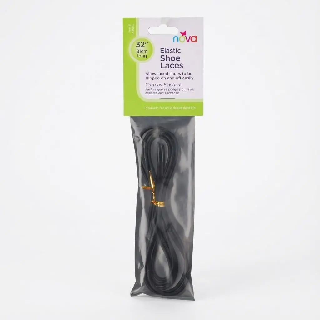 nova Elastic Shoelaces 32” | Stretchable Replacement Laces for Shoes, Durable Elastic, Easy On/Off Fit, Black - main product image
