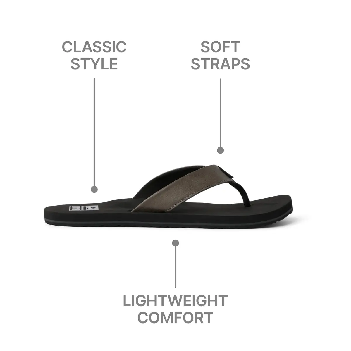 Reef Twinpin Mens Beach Flip Flop Water Friendly Grey 9 | Soft Cushion Footbed - view 5