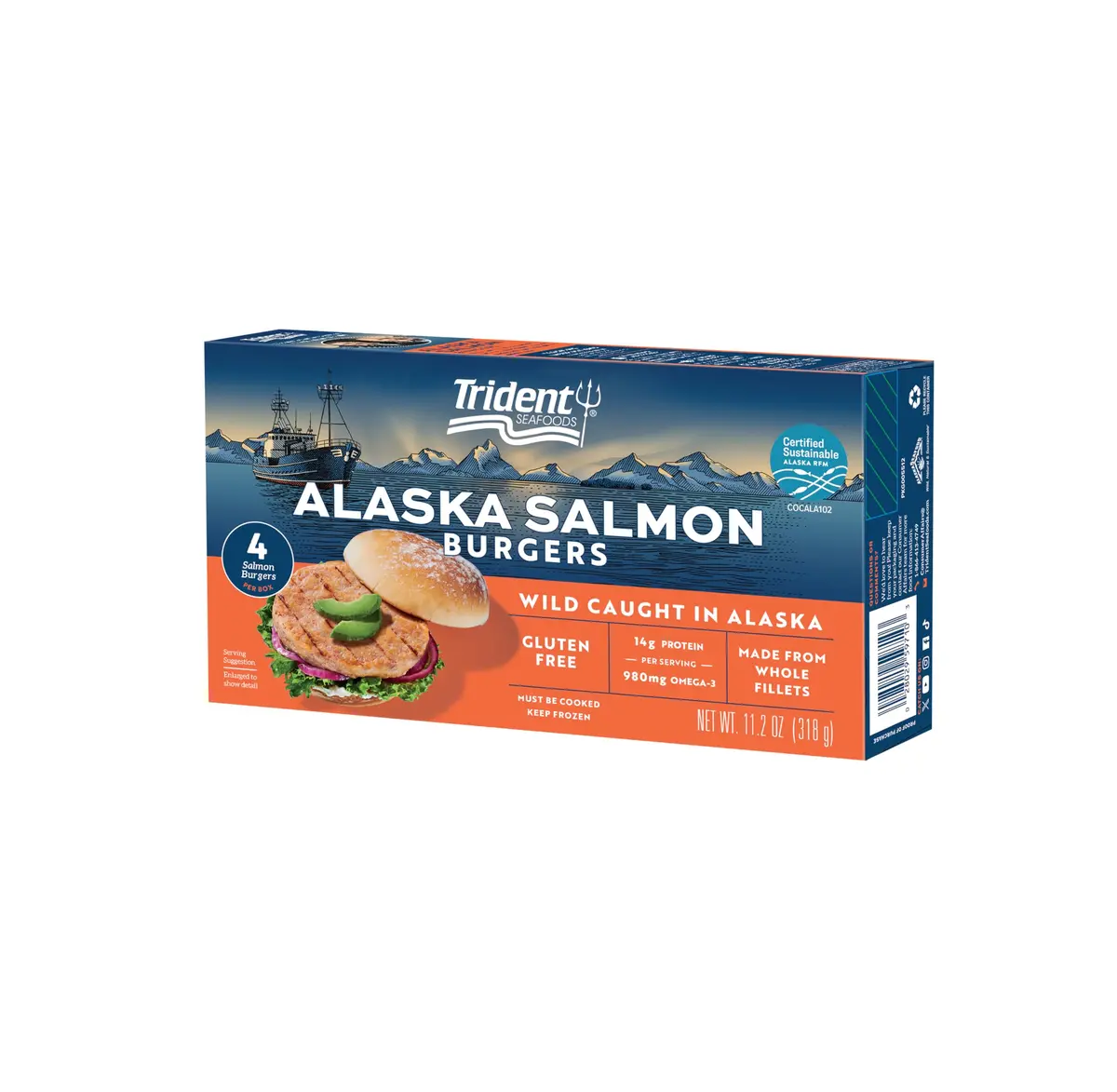 Trident Seafoods Wild Alaska Salmon Burgers 11.2 Oz | Healthy, Sustainable Fish - view 3