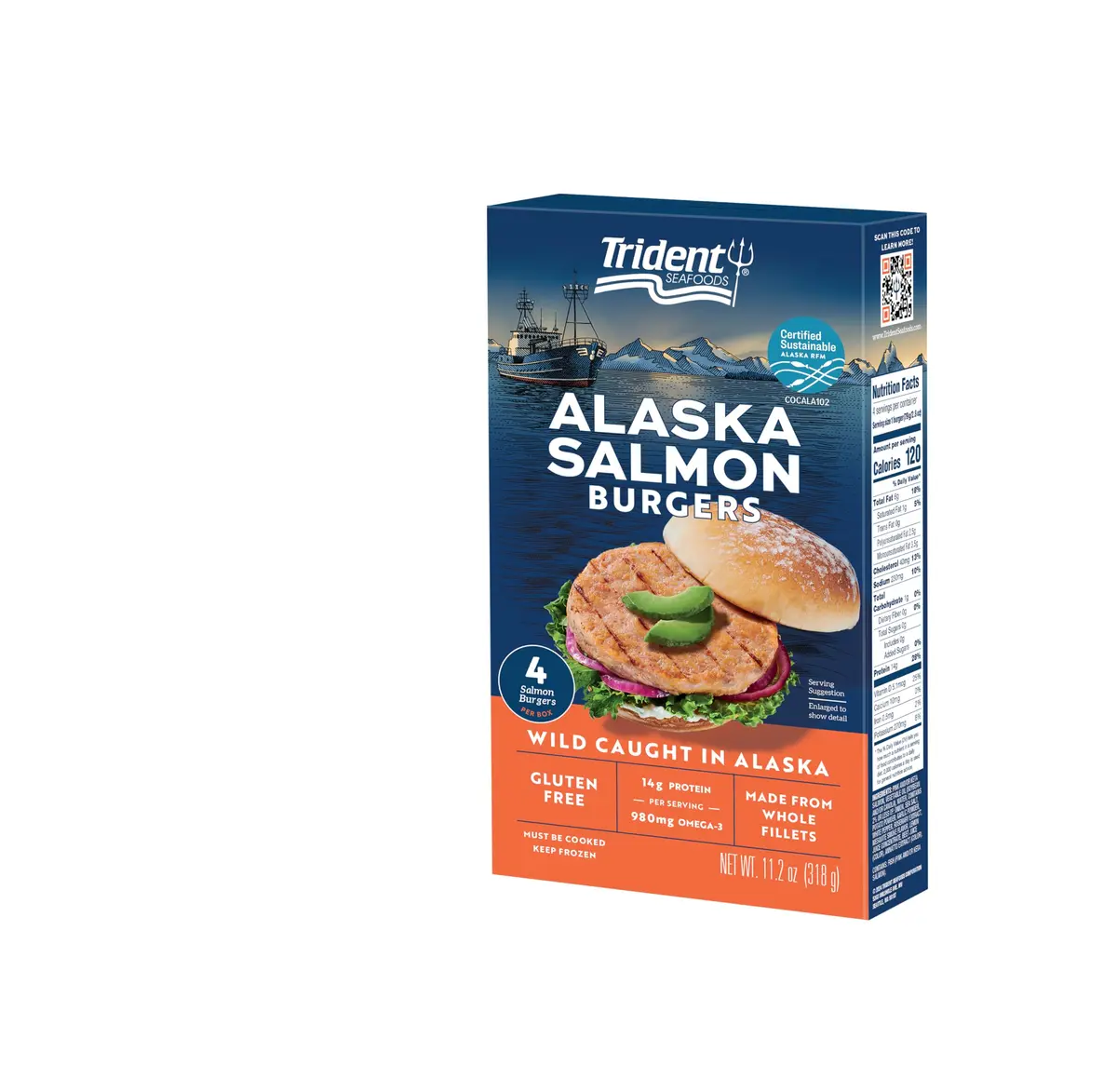 Trident Seafoods Wild Alaska Salmon Burgers 11.2 Oz | Healthy, Sustainable Fish - view 4