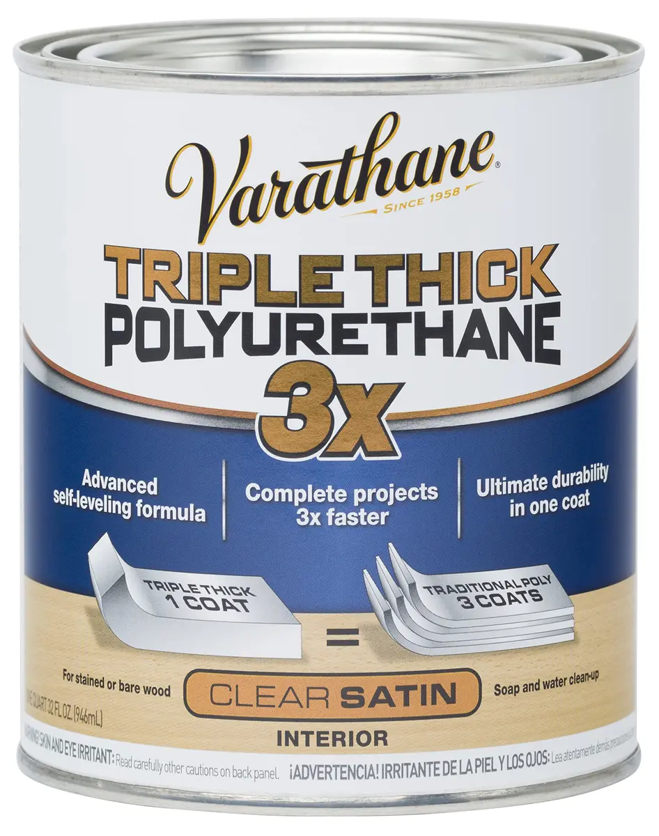 Varathane Triple Thick Polyurethane Satin Wood Finish 946ml (32 Fl Oz) | One Coat Protection for Interior Wood - main product image