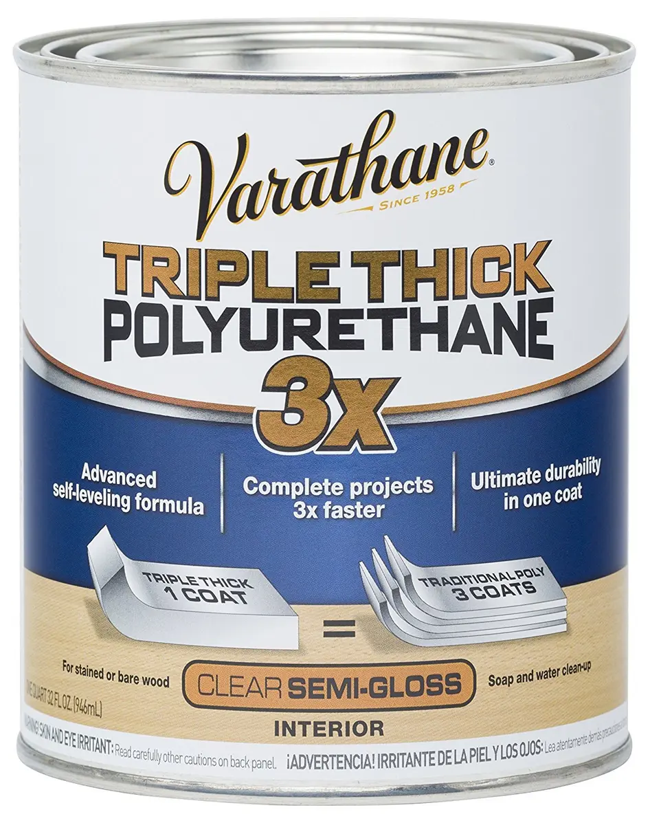 Varathane Triple Thick Polyurethane Semi-Gloss Wood Finish | 1 Quart, Self-Leveling, Fast Drying - main product image