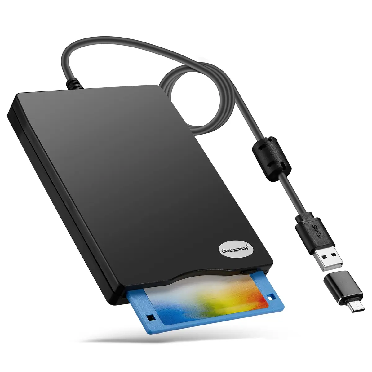 Chuanganzhuo 3.5 inch USB Floppy Disk Drive 1.44MB | Reads Old Floppy Disks on Windows PCs - main product image