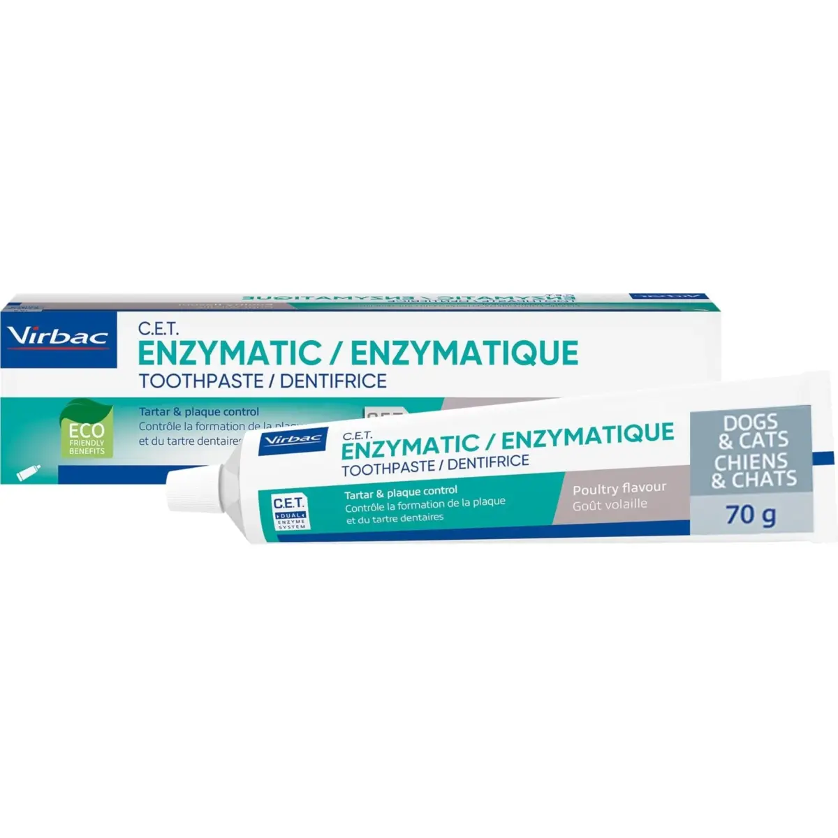 Virbac C.E.T. Enzymatic Toothpaste for Dogs and Cats, Poultry Flavor, 70g (2.5oz) | Vet Recommended Dental Care - main product image