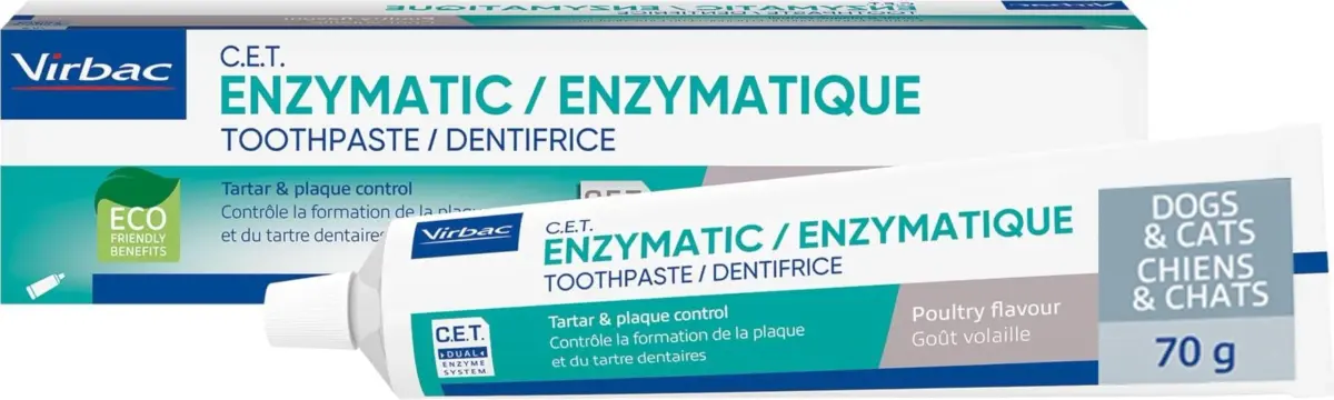 Virbac C.E.T. Enzymatic Toothpaste for Dogs and Cats, Poultry Flavor, 70g (2.5oz) | Vet Recommended Dental Care - main product image