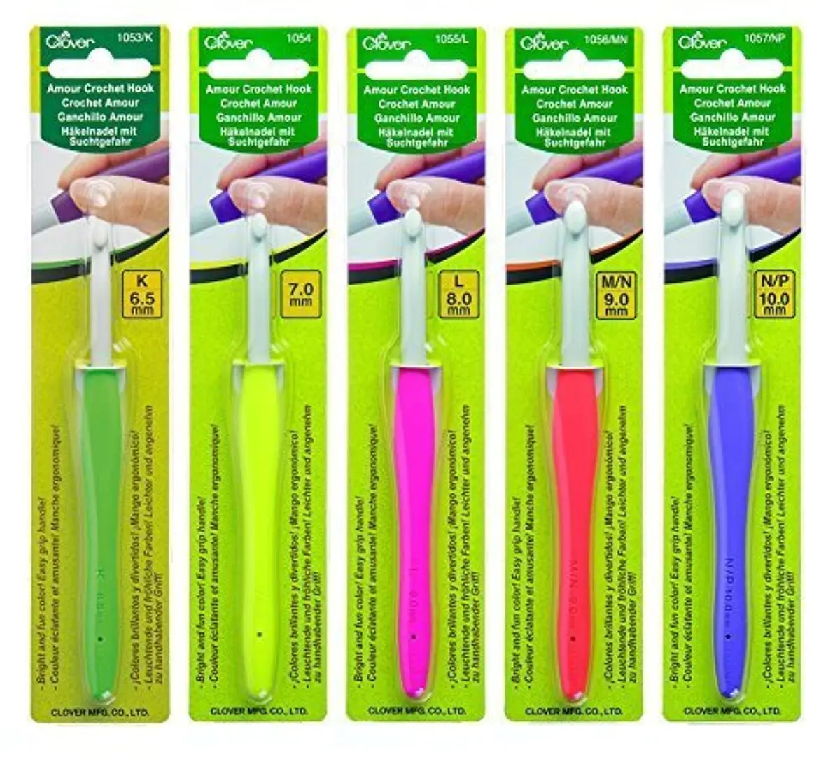 Clover Amour Crochet Hooks Set of 5 | Thick Yarn Compatible, Vibrant Handles, Japanese Quality - main product image