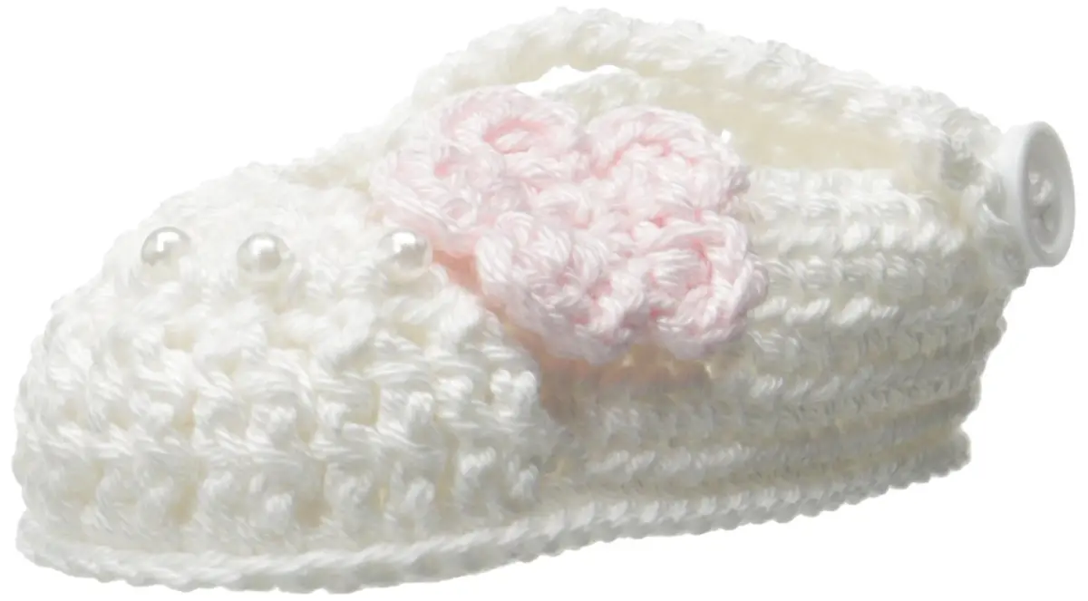 Jefferies Socks Baby-Girls Delicate Flower Crochet Bootie, White, Newborn | Hand crocheted ankle-length baby shoes - main product image