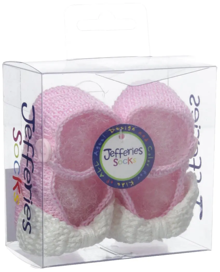 Jefferies Socks Baby-Girls Mary Jane Bow Crochet Bootie, Pink/White, Newborn | Hand crocheted cotton rich baby shoes - view 2