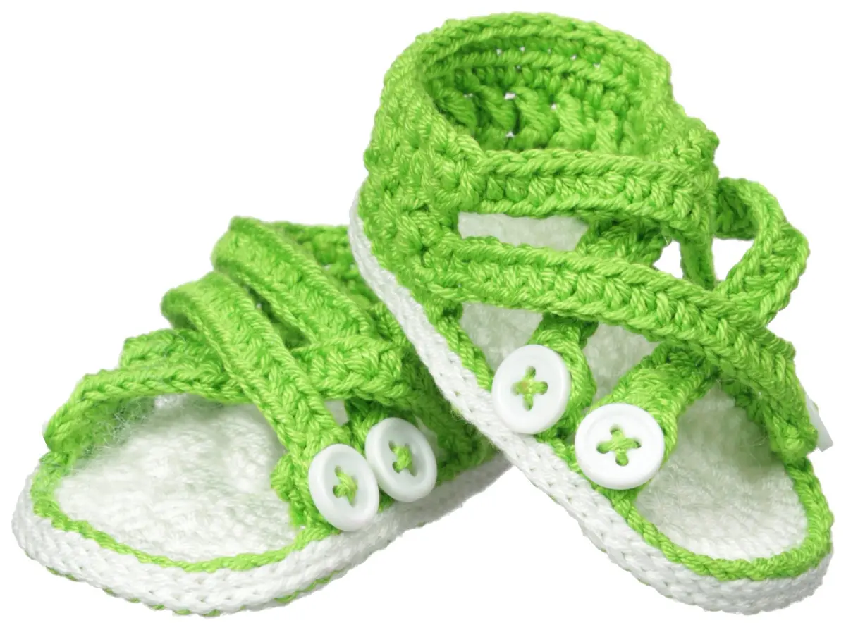 Jefferies Socks Baby-Girls Criss Cross Sandal Crochet Bootie, Lime, Newborn | Cotton Rich, Hand Crocheted - main product image