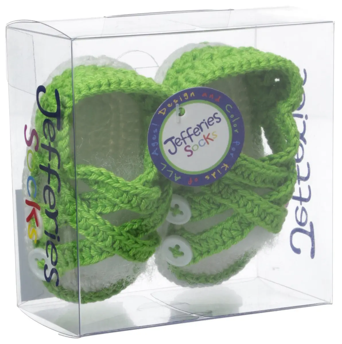Jefferies Socks Baby-Girls Criss Cross Sandal Crochet Bootie, Lime, Newborn | Cotton Rich, Hand Crocheted - view 2