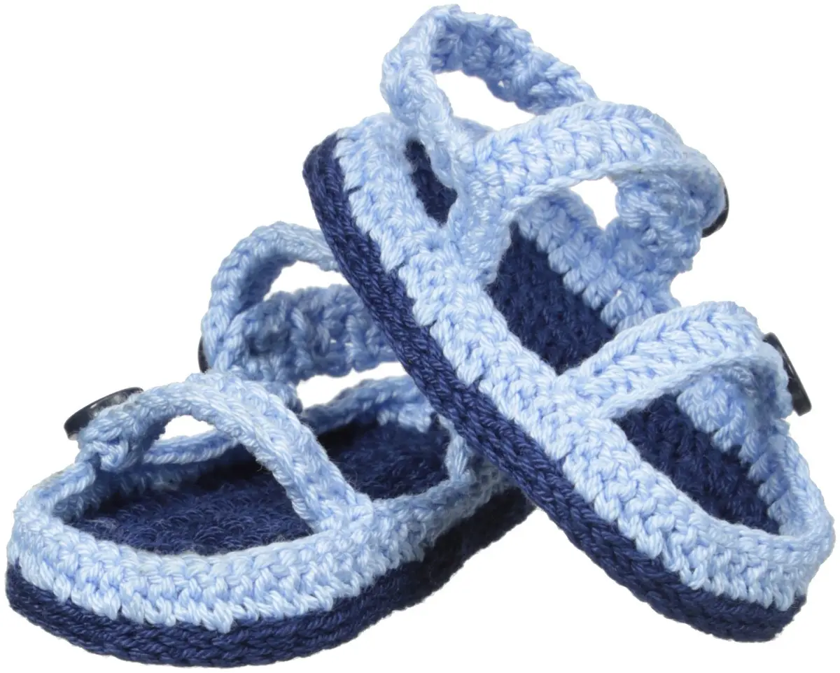 Jefferies Socks Baby-Boys Sandal Crochet Bootie Light Blue | Newborn Hand Crocheted Summer Shoe - main product image