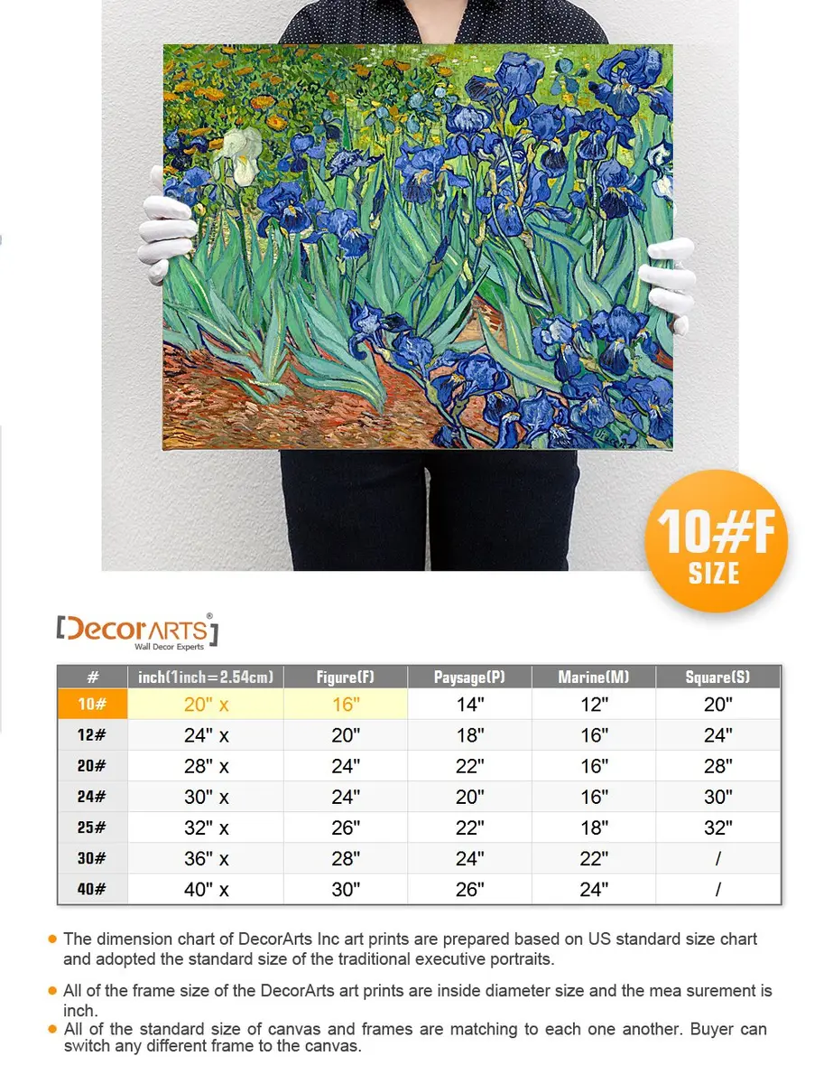 DECORARTS Van Gogh Canvas Wall Art, Irises in the Garden, 20x16'' | Vibrant Blue & Green Artwork - view 6