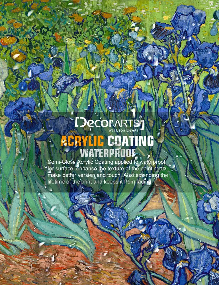 DECORARTS Van Gogh Canvas Wall Art, Irises in the Garden, 20x16'' | Vibrant Blue & Green Artwork - view 7
