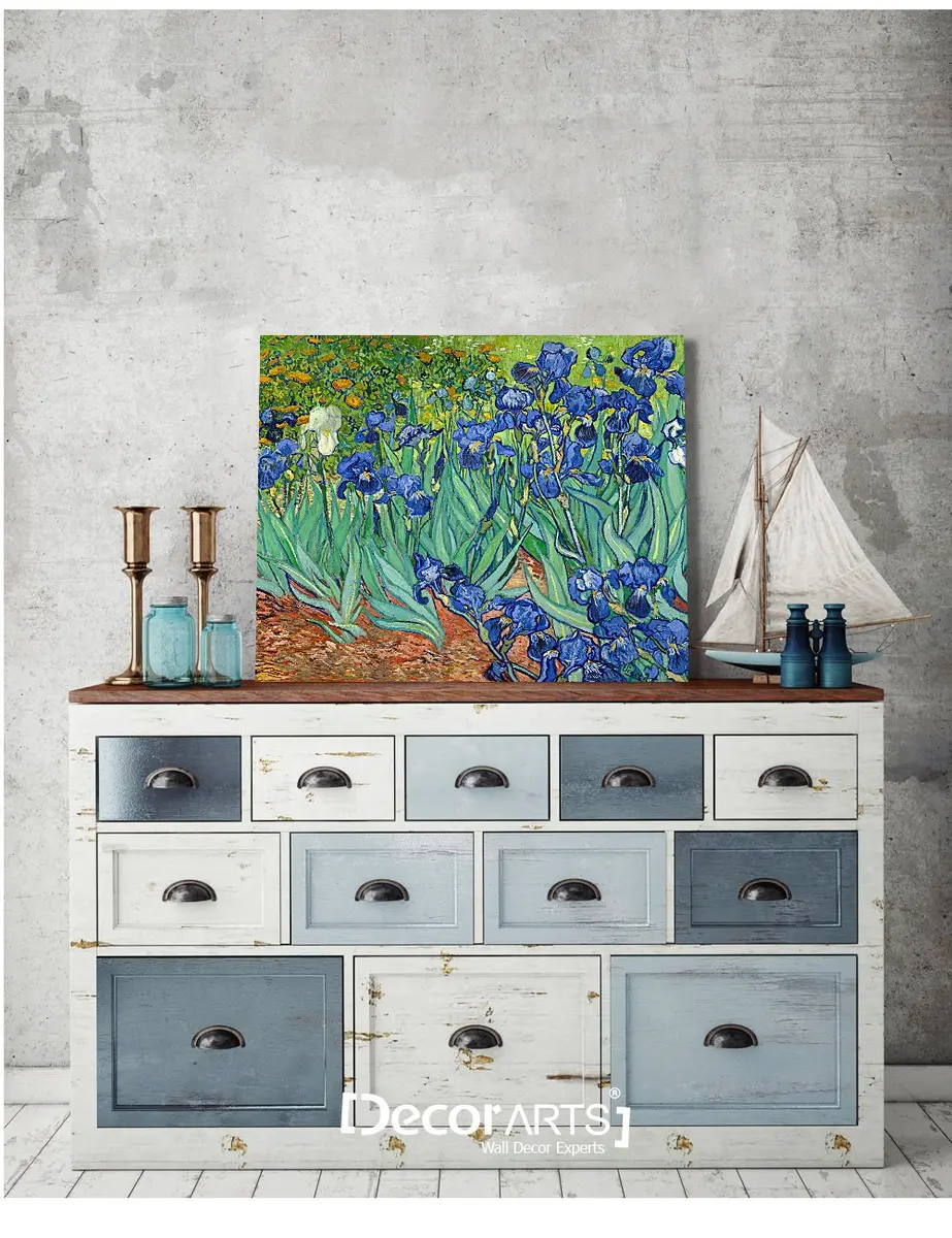 DECORARTS Van Gogh Canvas Wall Art, Irises in the Garden, 20x16'' | Vibrant Blue & Green Artwork - view 2