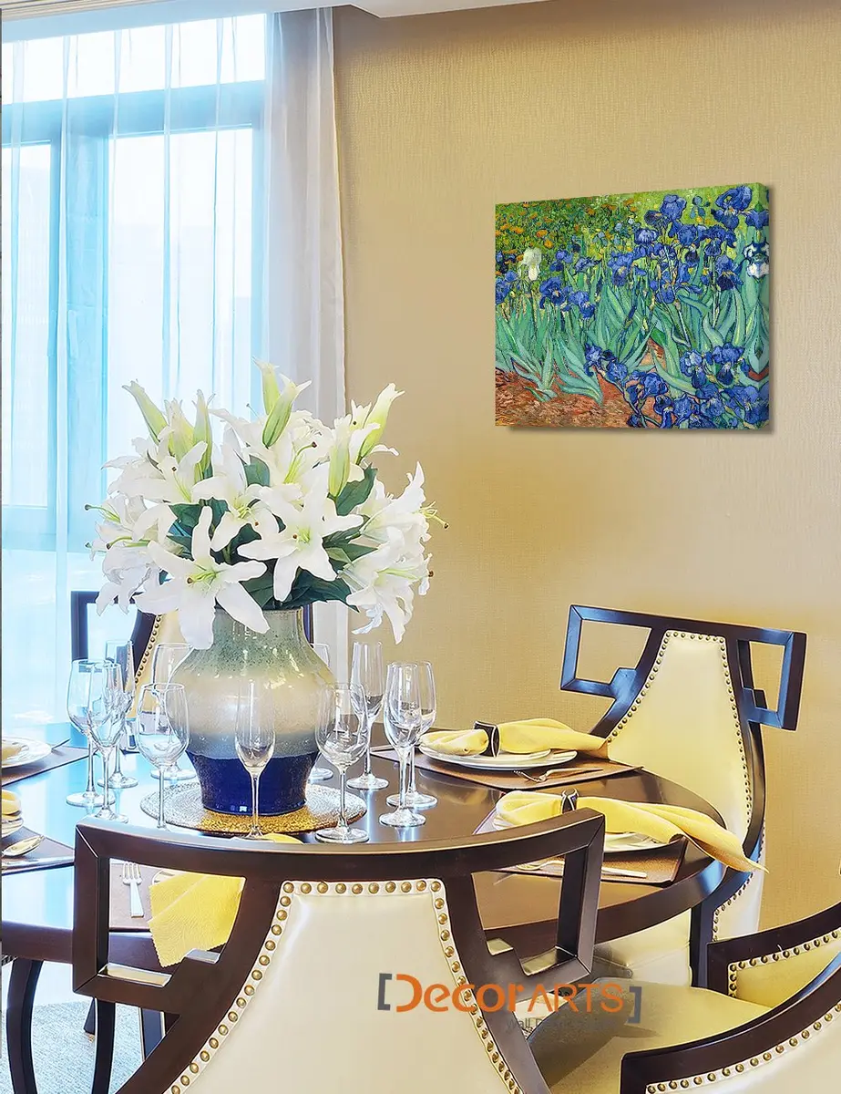 DECORARTS Van Gogh Canvas Wall Art, Irises in the Garden, 20x16'' | Vibrant Blue & Green Artwork - view 3