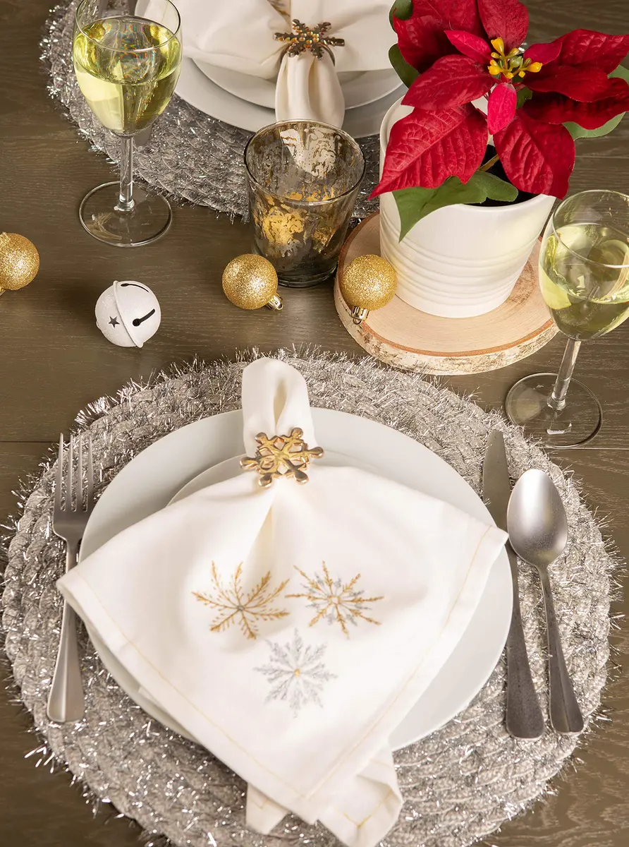 DII Classic Woven Tabletop Collection, Indoor/Outdoor Placemat Set, Round, 15" Diameter, Silver Tinsel (70-120 chars) - view 8