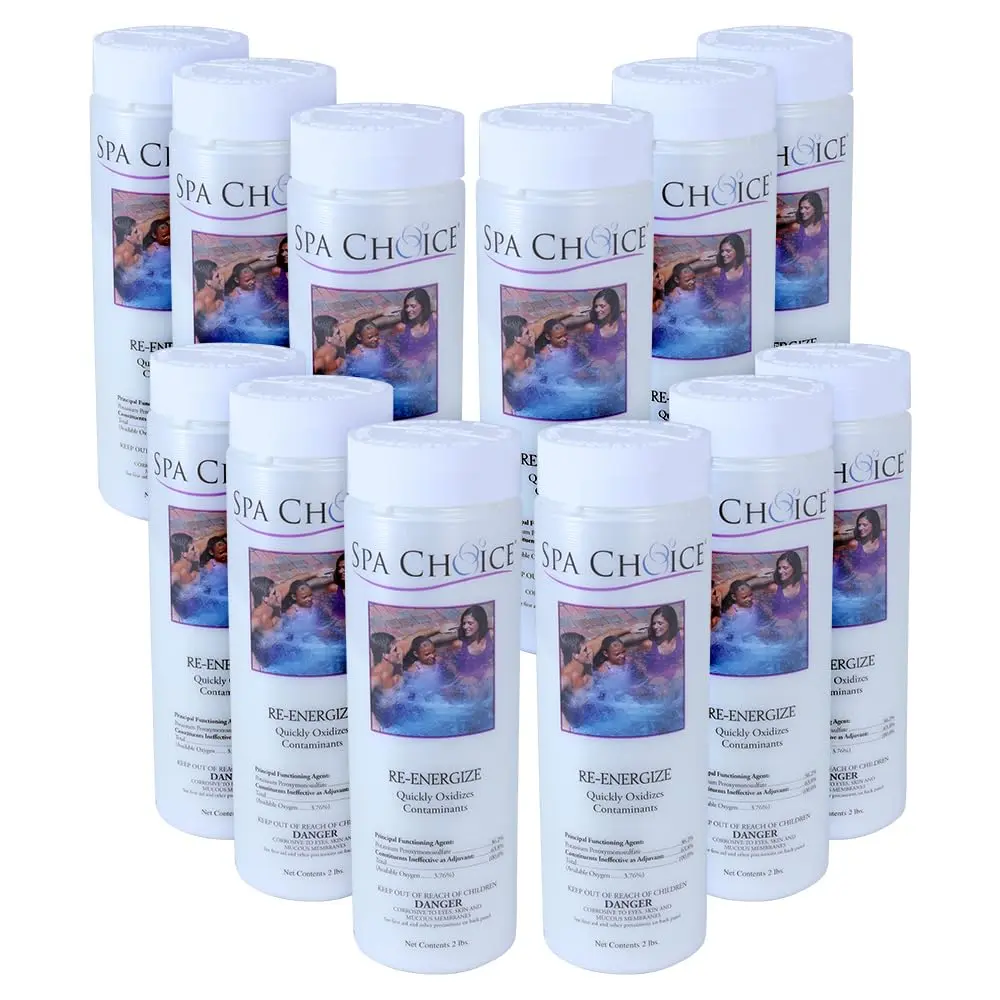 SpaChoice 2-Pounds 12-Pack Premium Re-Energize Spa Shock | Oxygen-Based Spa Water Treatment (70-120c) - main product image