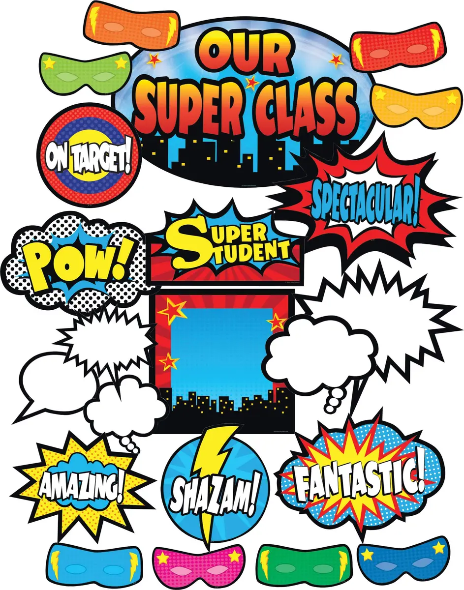 Teacher Created Resources Superhero Bulletin Board Display Set 52 Pieces | Classroom Wall Art - view 4