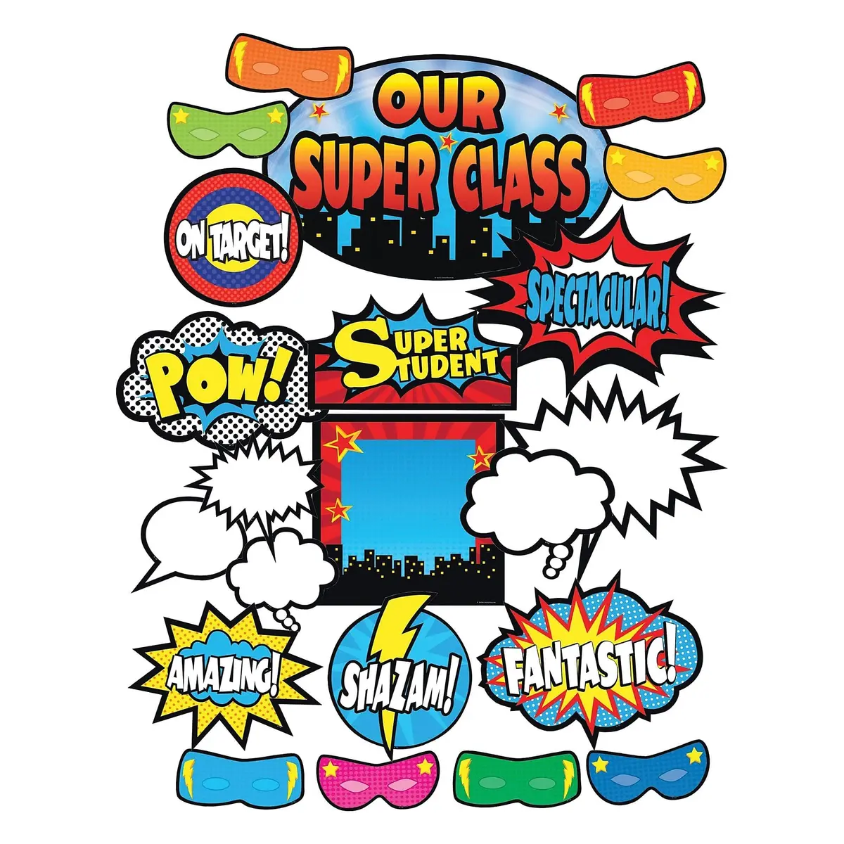 Teacher Created Resources Superhero Bulletin Board Display Set 52 Pieces | Classroom Wall Art - main product image