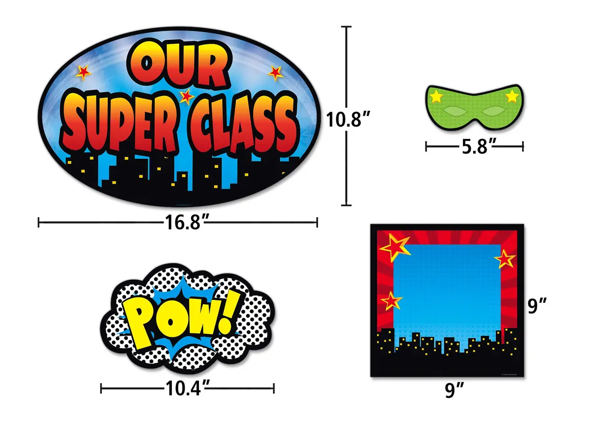 Teacher Created Resources Superhero Bulletin Board Display Set 52 Pieces | Classroom Wall Art - view 3