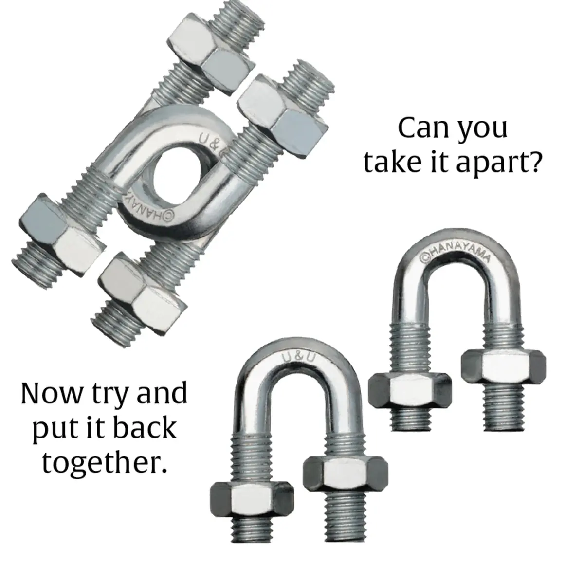 Bepuzzled U&U Hanayama Metal Brainteaser Puzzle Level 4 | 113g (4 oz) Assembly & Disentanglement - view 2