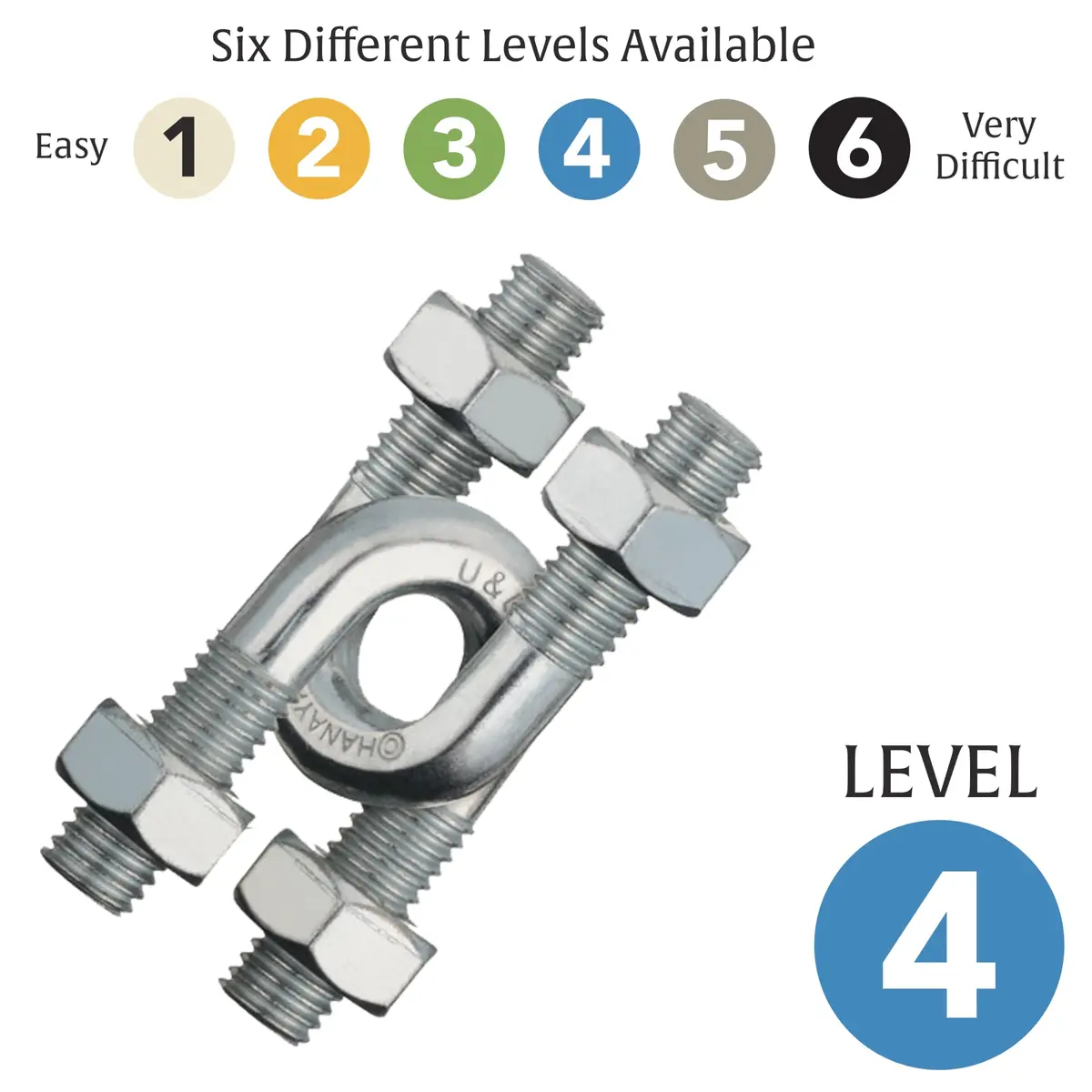 Bepuzzled U&U Hanayama Metal Brainteaser Puzzle Level 4 | 113g (4 oz) Assembly & Disentanglement - view 4