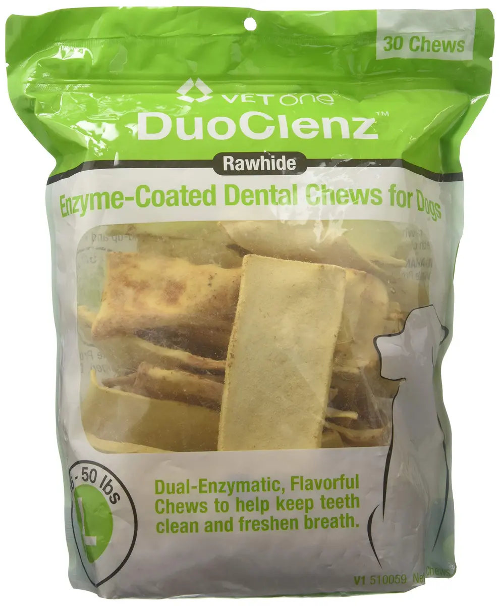Vet One DuoClenz Rawhide Dental Chews Large Dogs | Enzymatic Rawhide for Oral Care - main product image