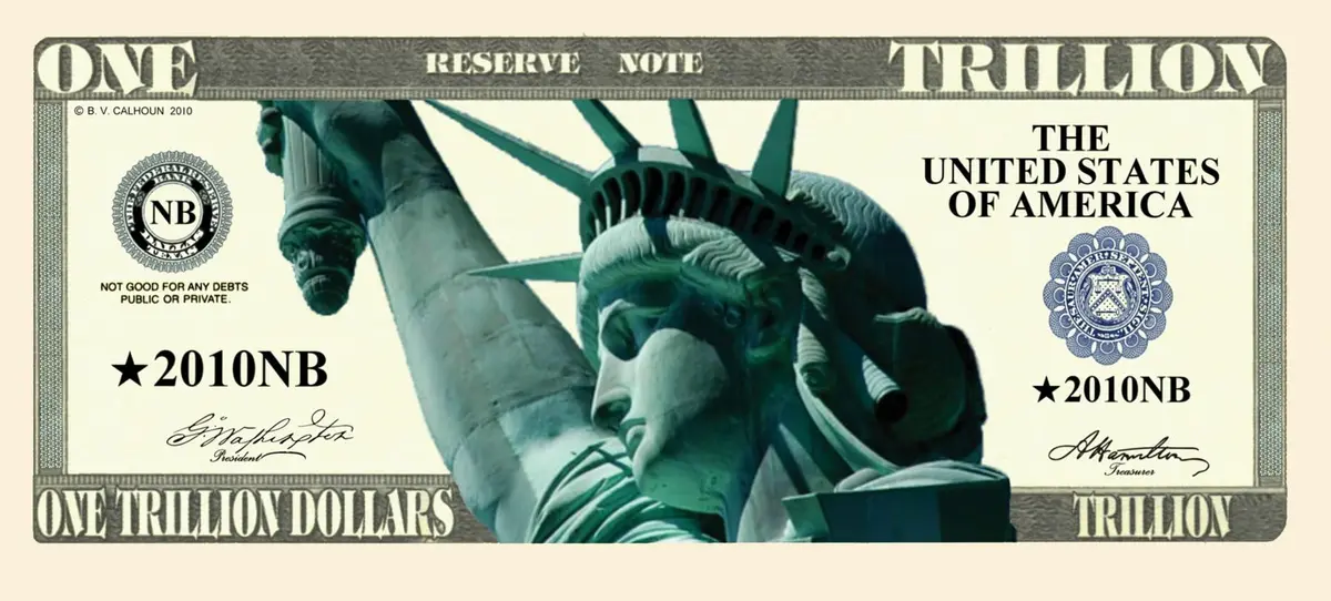 American Art Classics Trillion Dollar Novelty Bill | Pack of 100, Green Paper, 6.14 x 2.61 inches - view 2