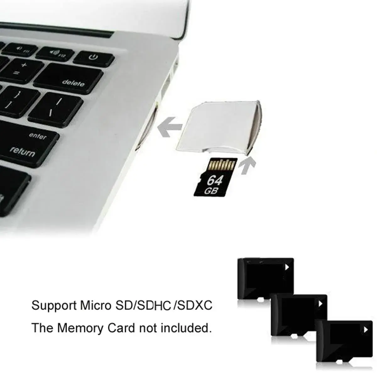 cablecc White Micro SD to SD Card Adapter Kit | Short Body for MacBook Pro/Air/Retina - view 5
