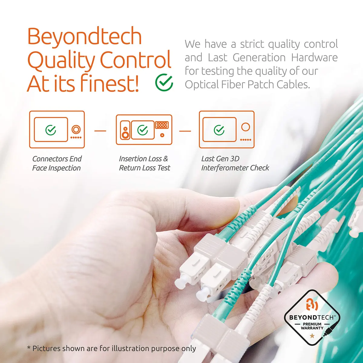 BEYONDTECH 3m (9.84ft) LC to LC Fiber Patch Cable – Multimode Duplex, 50/125µm, 10G, LSZH, Compatible with OM3 - view 6
