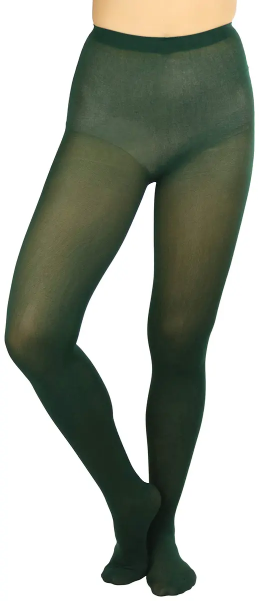 ToBeInStyle Women's Opaque Solid Color Nylon Tights Pantyhose - Hunter Green | Comfortable, Vibrant & Perfect for Parties - main product image