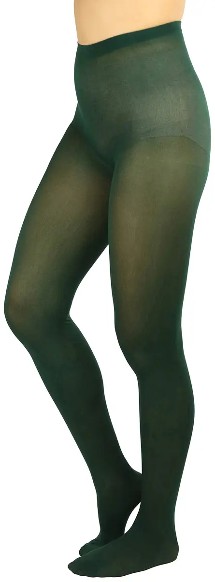 ToBeInStyle Women's Opaque Solid Color Nylon Tights Pantyhose - Hunter Green | Comfortable, Vibrant & Perfect for Parties - view 5